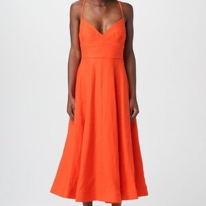 Zimmermann Orange V‑Neck Midi Dress